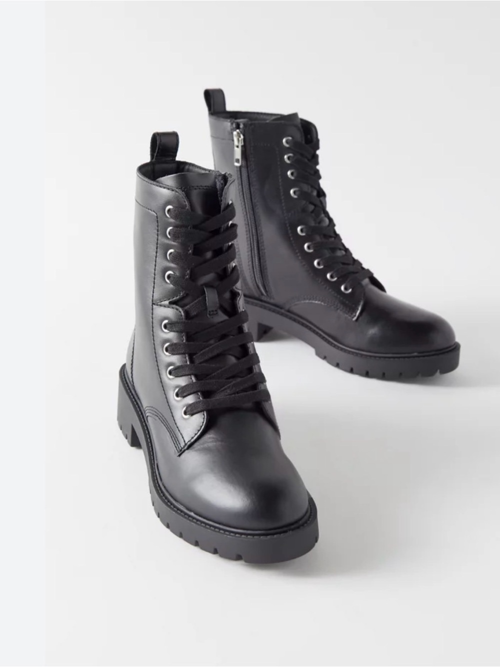 Steve Madden Black Guided Lace-Up Combat Boots